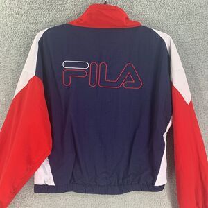 Vintage Y2K Inspired FILA Womens Jacket Cropped Sz XL Retro Nylon Windbreaker
